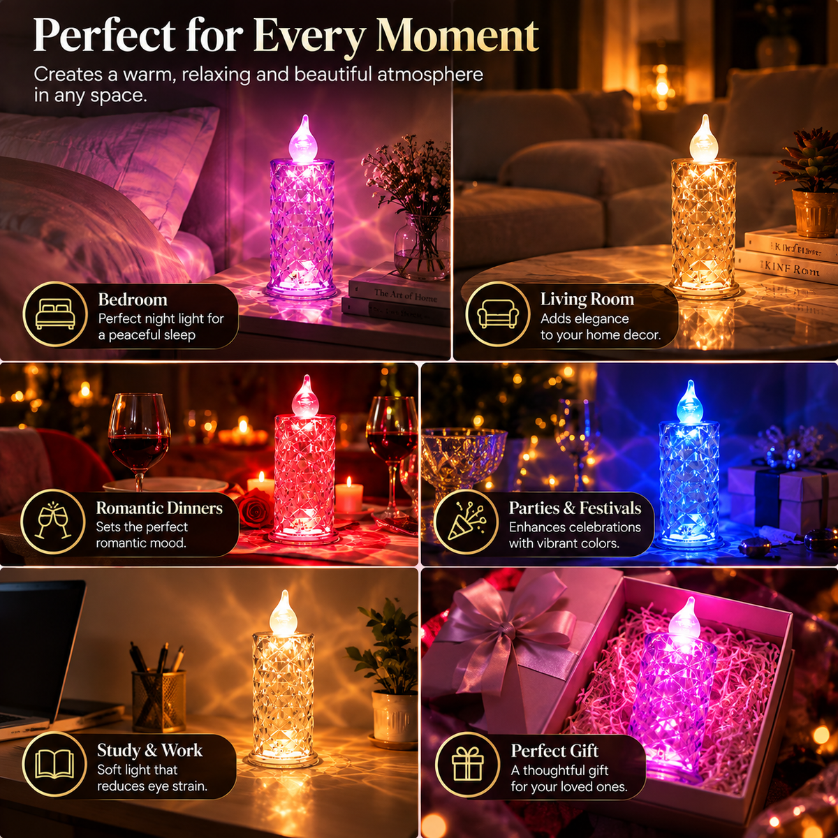 Multicolour crystal candle close-up