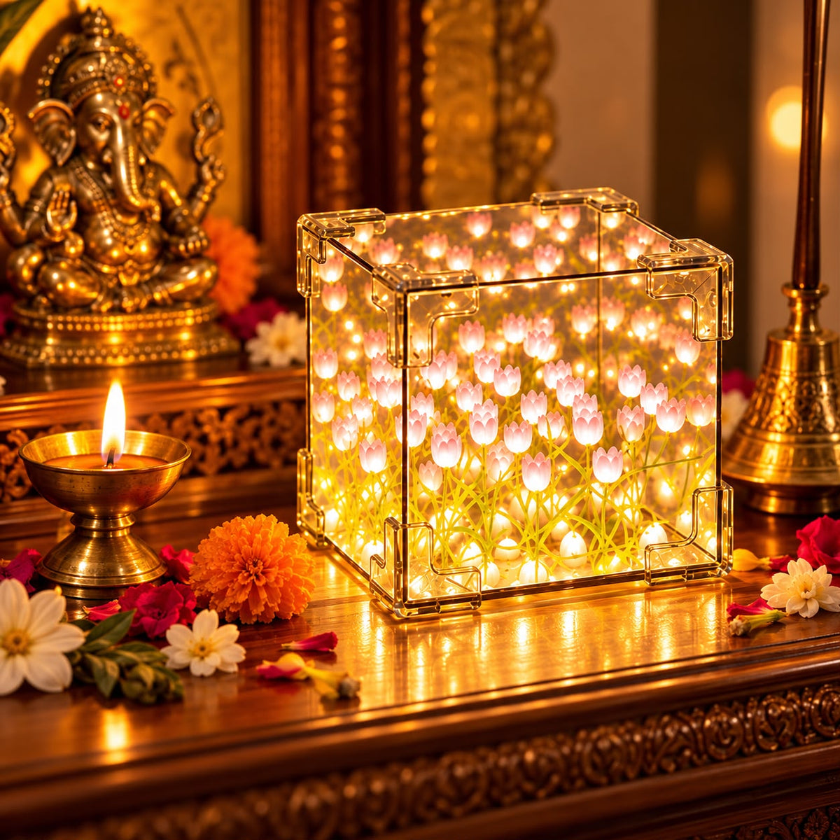 Tulip LED Night Lamp – Decorative Mirror & Light
